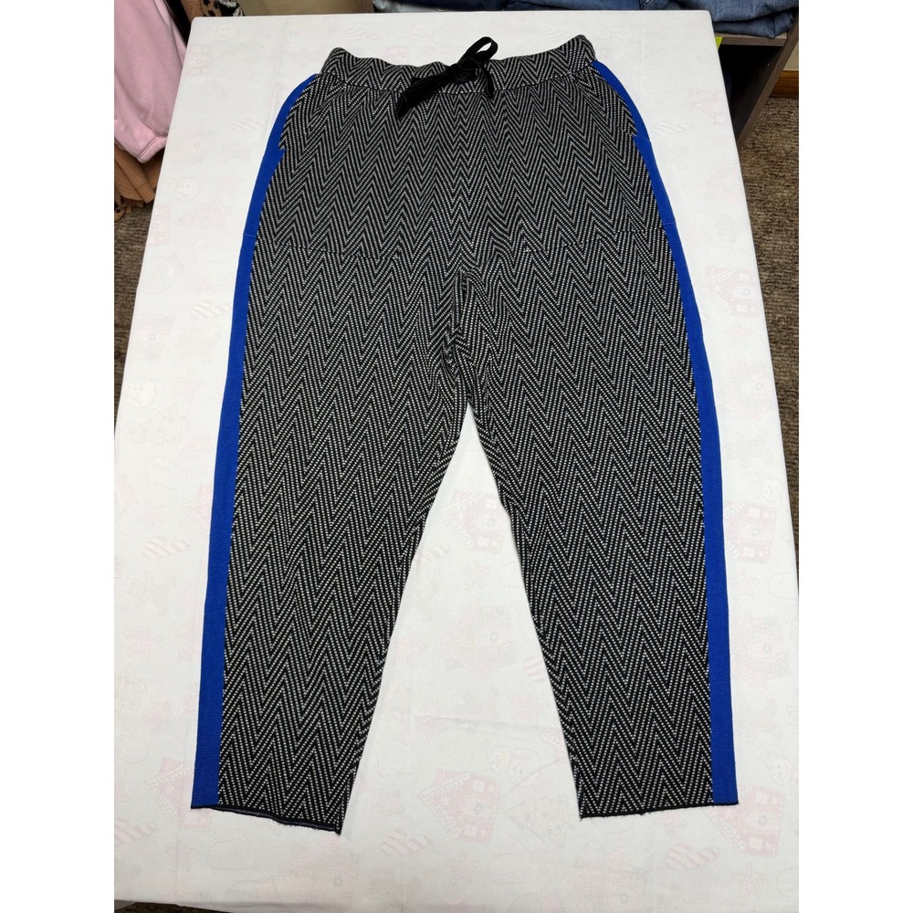 Anthropologie Knit Loungepants Herringbone print with blue side stripe Large